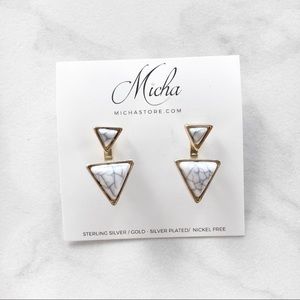 NWT Duo Triangle Marble Dangling Earrings